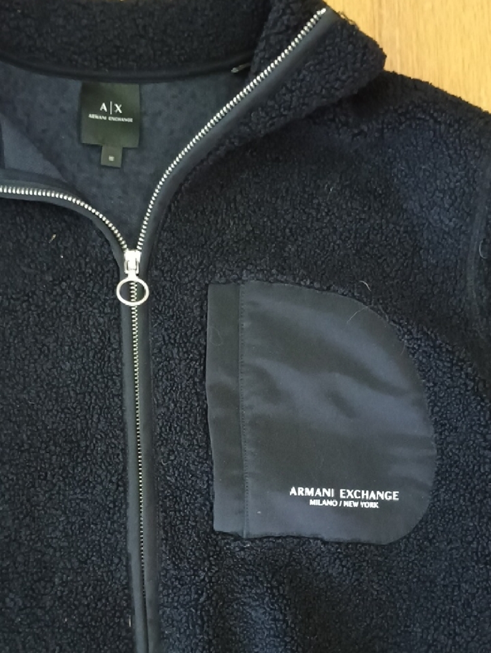 Armani Exchange Black Bomber-Style Zip Jacket With Chest Pocket - Picture 3 of 9
